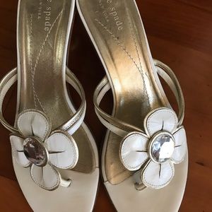 Kate Spade White Ball Heel Flower Sandals 8M